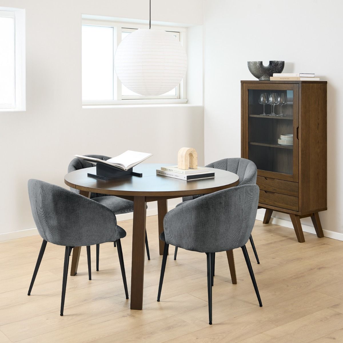 Wooden Display Cabinet With 1 Glass Door And 2 Drawers - A-Line