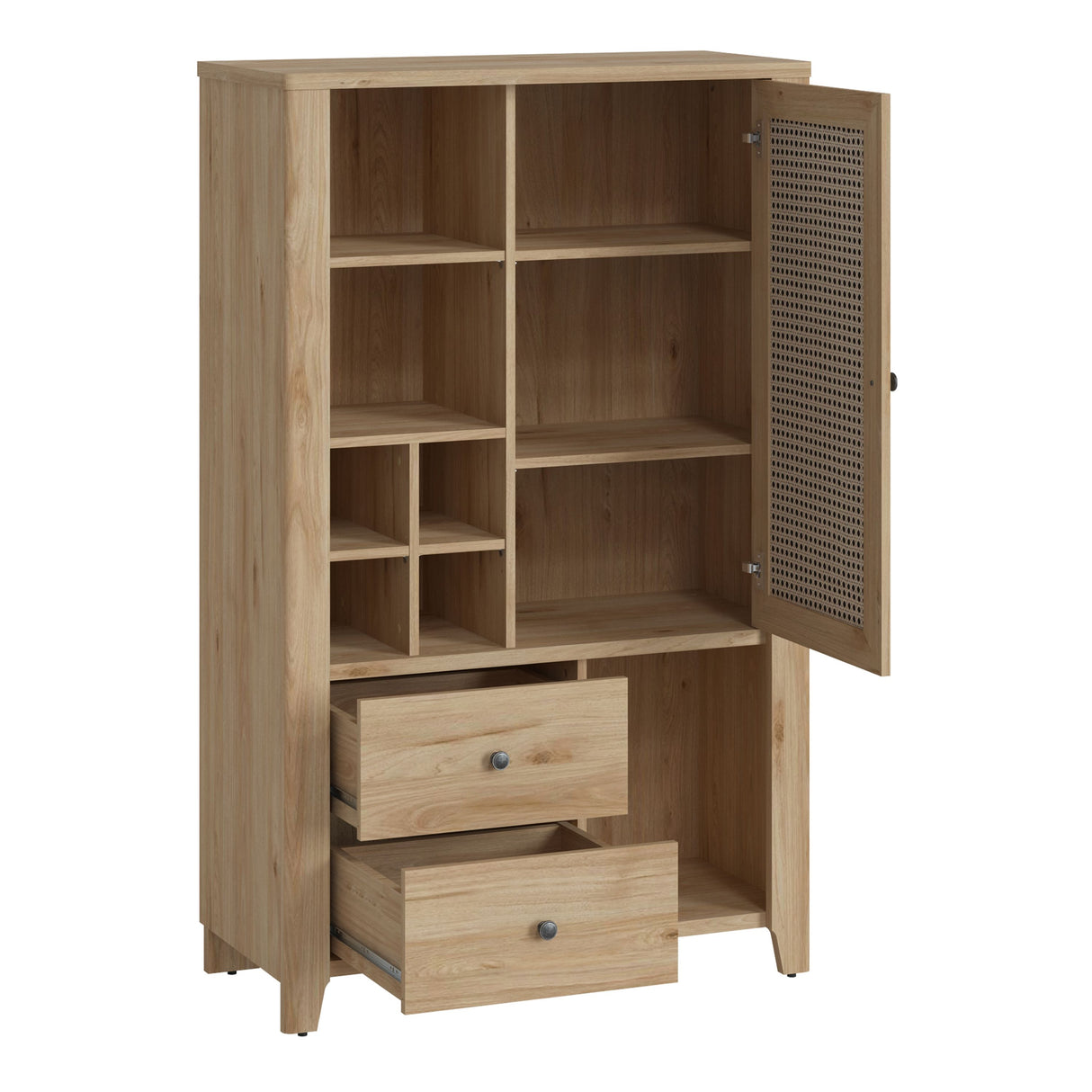 Wooden Display Cabinet With 1 Door And 2 Drawers - Cestino