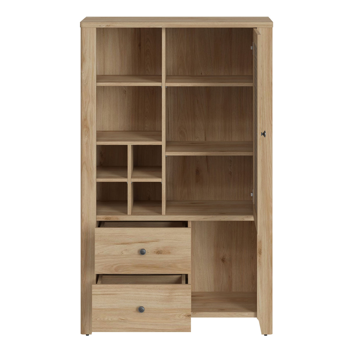 Wooden Display Cabinet With 1 Door And 2 Drawers - Cestino
