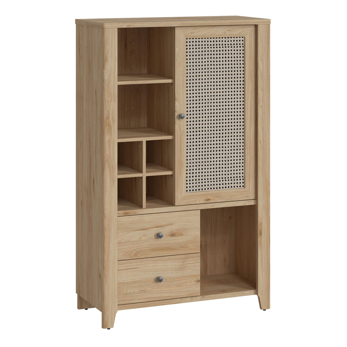 Wooden Display Cabinet With 1 Door And 2 Drawers - Cestino