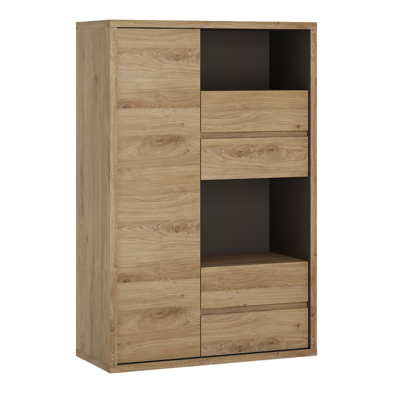 Wooden Display Cabinet With 1 Door And 4 Drawers - Shetland