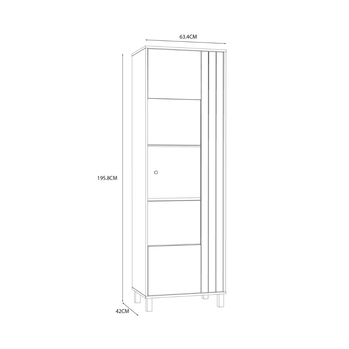 Wooden Display Cabinet With 1 Glass Door - Grafton