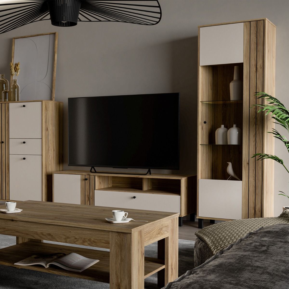 Wooden Display Cabinet With 1 Glass Door - Grafton