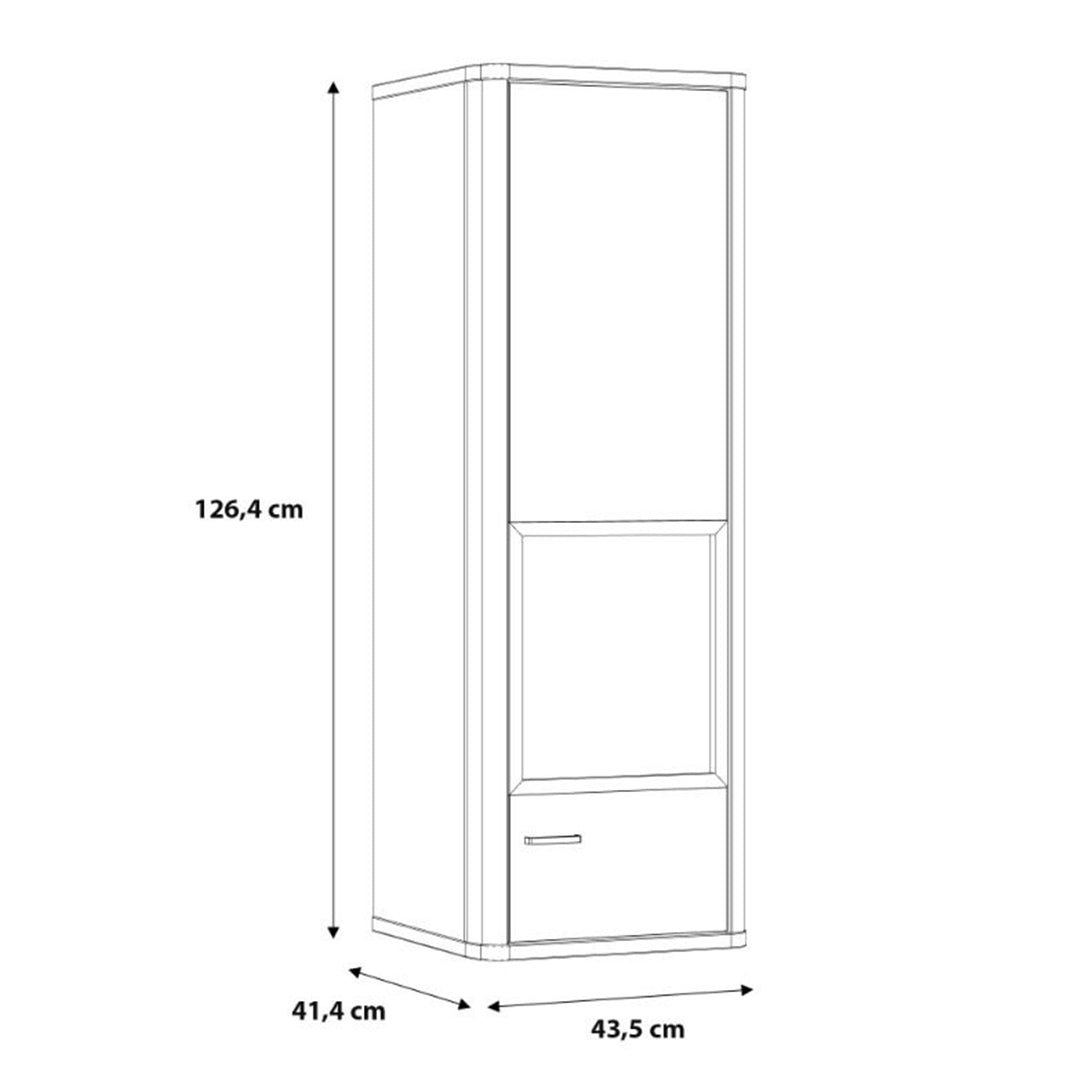 Wooden Display Cabinet With 1 Glass Door - Klara
