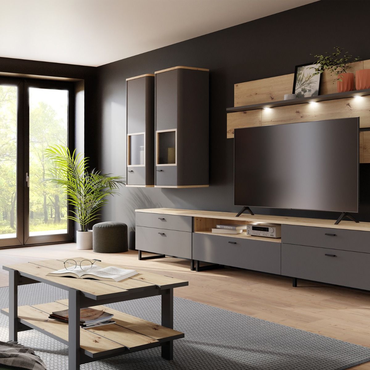 Wooden Display Cabinet With 1 Glass Door - Klara