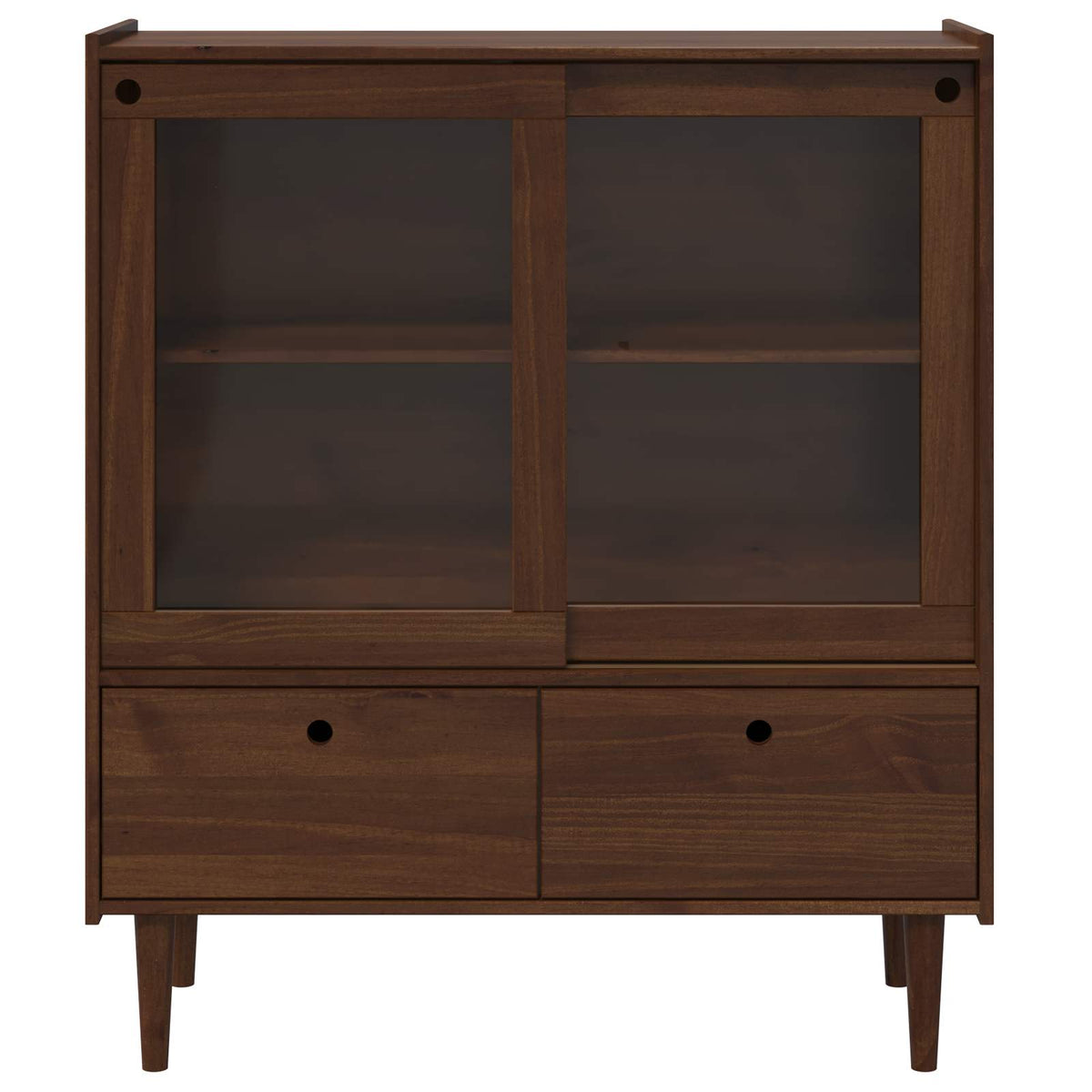 Wooden Display Cabinet 104cm Wide With 2 Sliding Doors And 2 Drawers - Bilbao