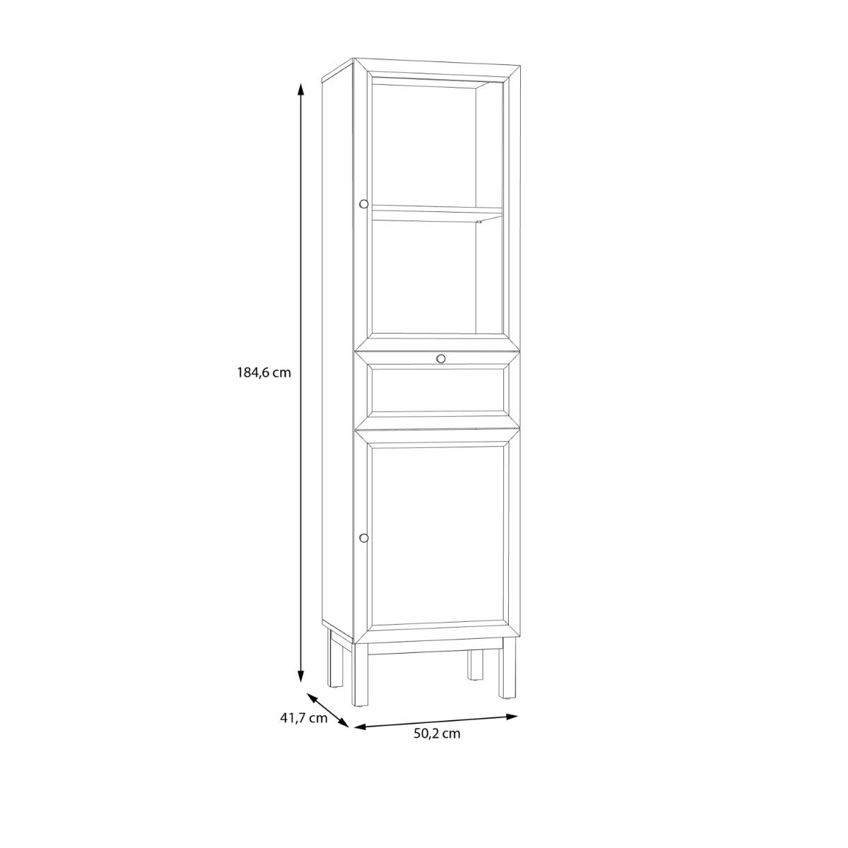 Wooden Display Cabinet With 2 Doors And 1 Drawer - Wensley