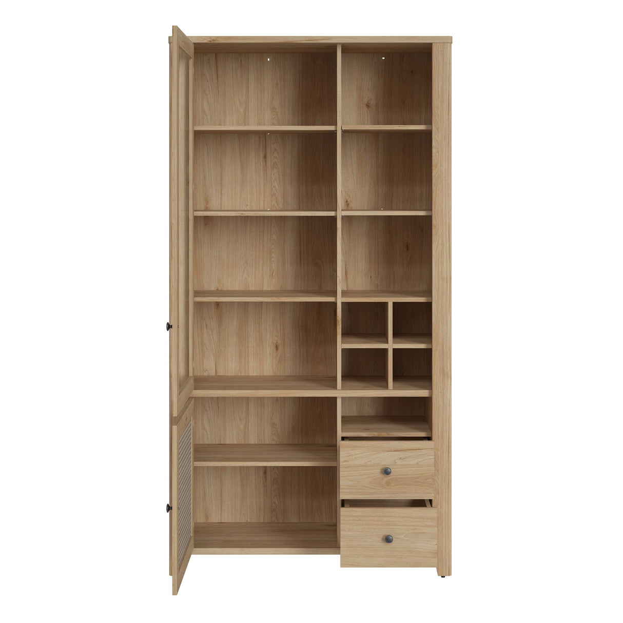 Wooden Display Cabinet With 2 Doors And 2 Drawers - Cestino