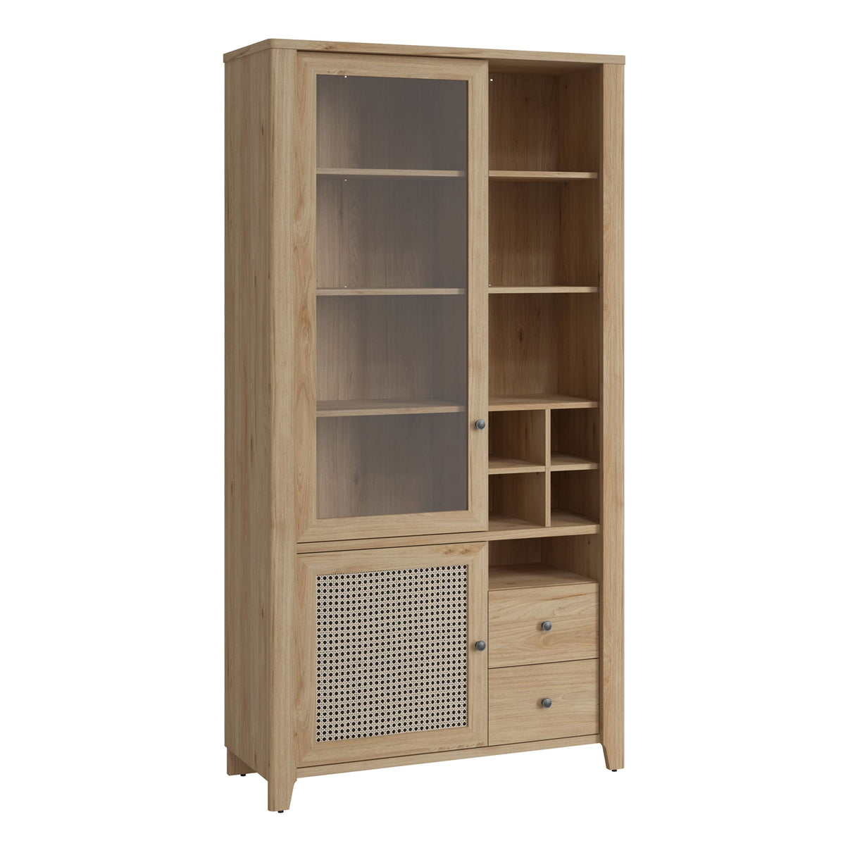 Wooden Display Cabinet With 2 Doors And 2 Drawers - Cestino