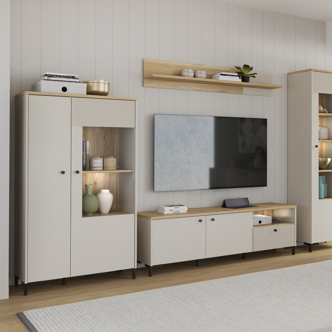 Wooden Display Cabinet With 2 Doors - Bixbite