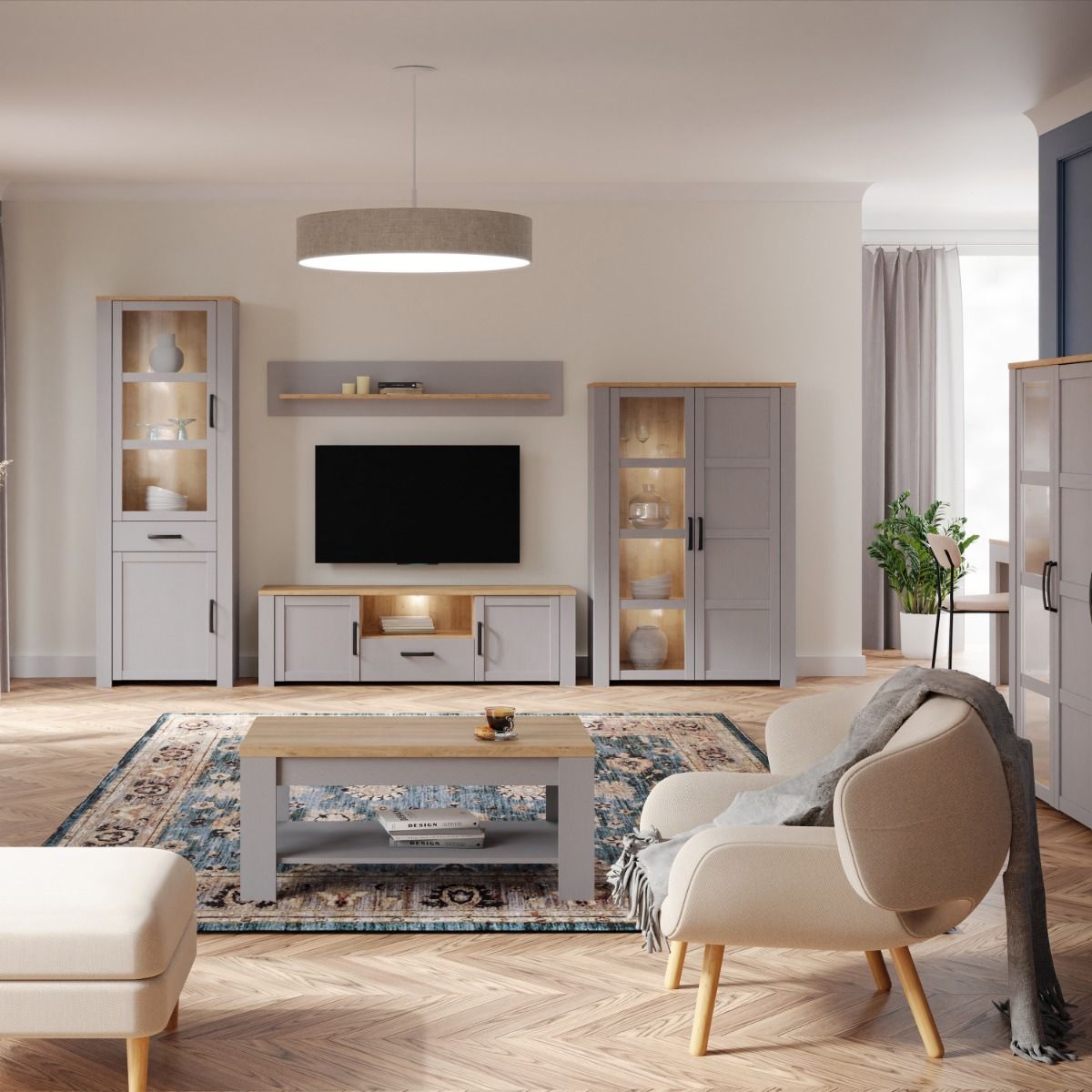 Wooden Display Cabinet With 2 Doors And LED Lights - Bohol