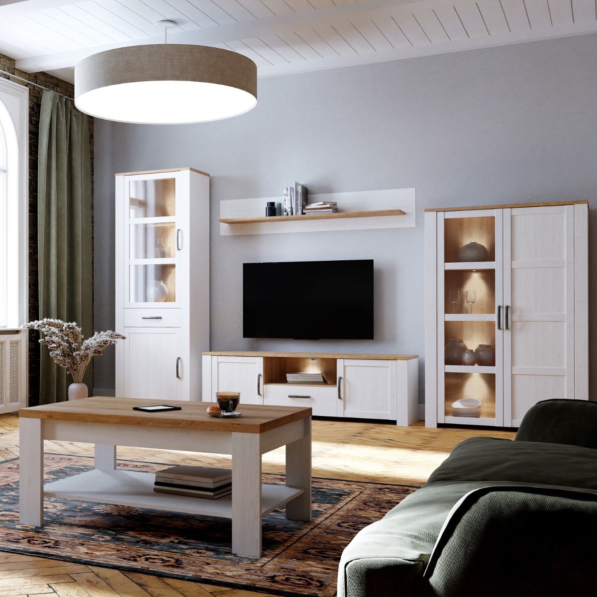 Wooden Display Cabinet With 2 Doors And LED Lights - Bohol