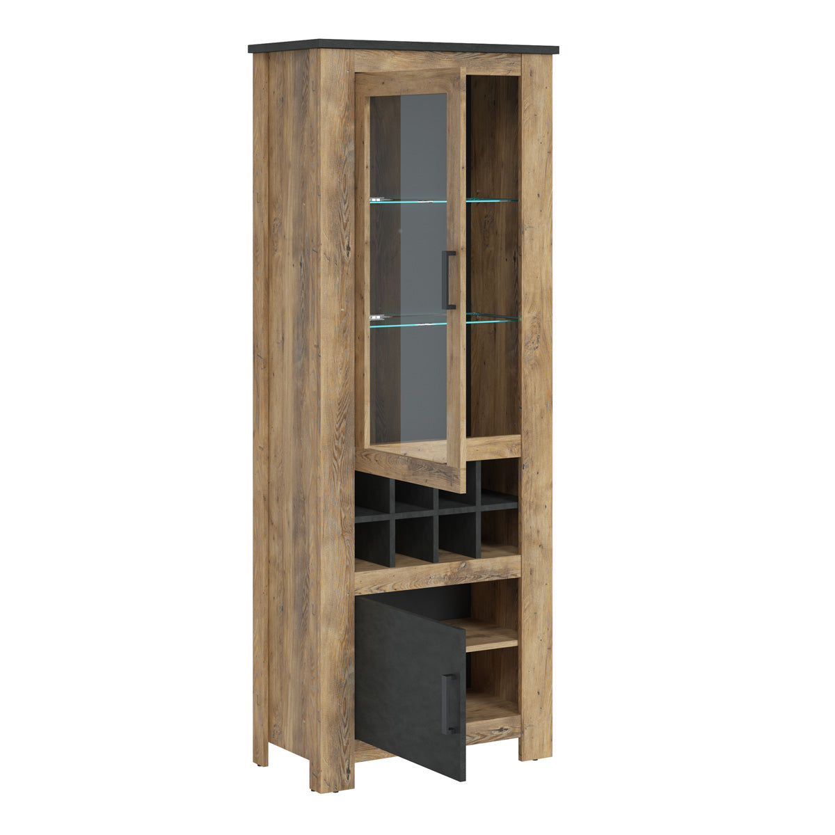 Wooden Display Cabinet With 2 Doors And Wine Rack - Rapallo