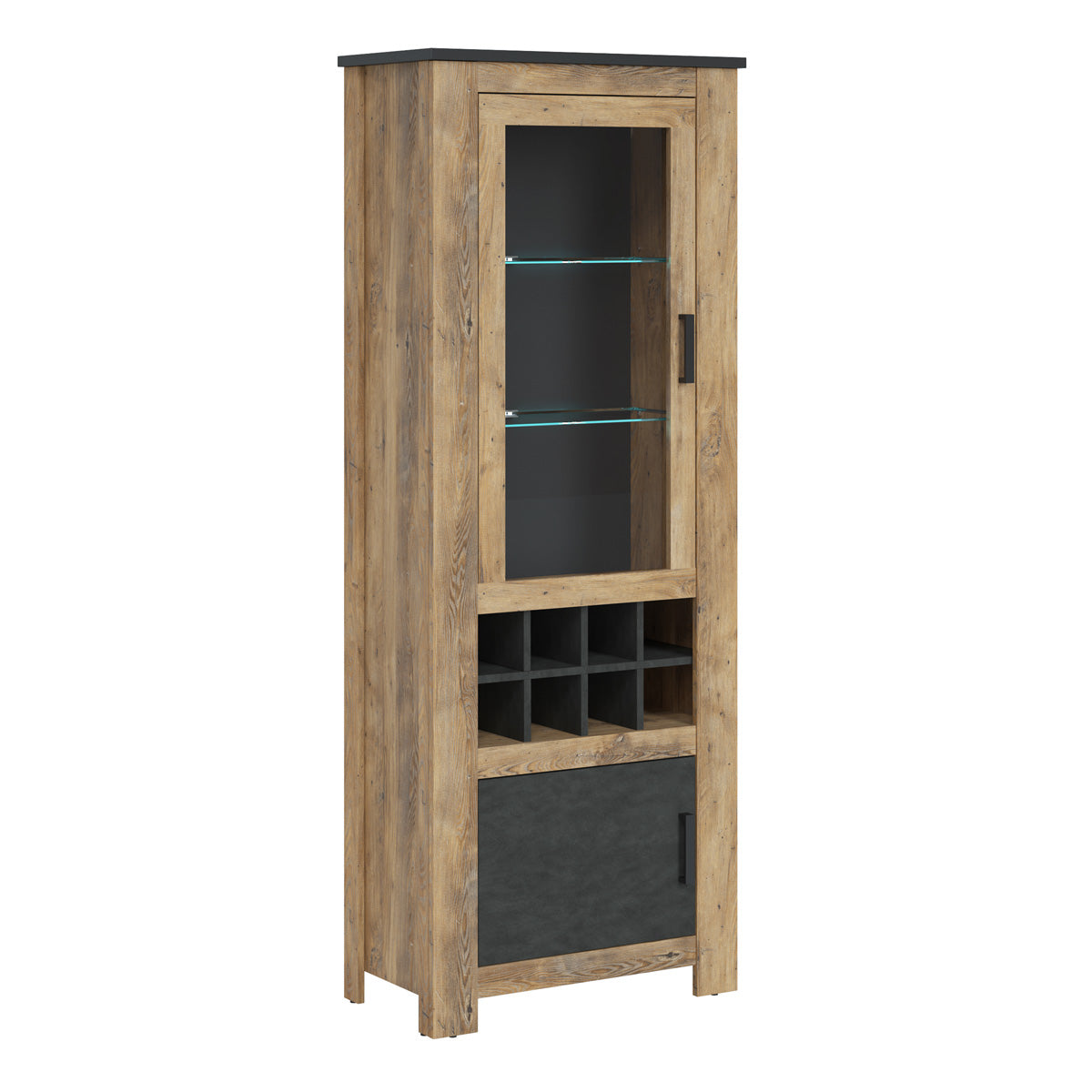 Wooden Display Cabinet With 2 Doors And Wine Rack - Rapallo