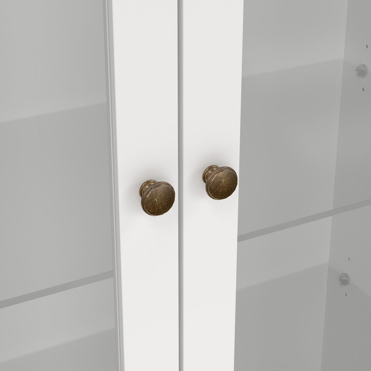 Wooden Display Cabinet With 2 Glass Doors With 2 Drawers - Paris