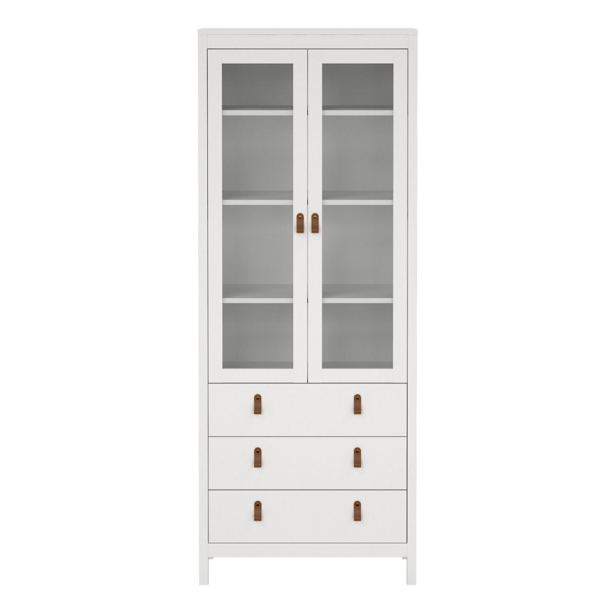 Wooden Display Cabinet With 2 Glass Doors And 3 Drawers - Barcelona