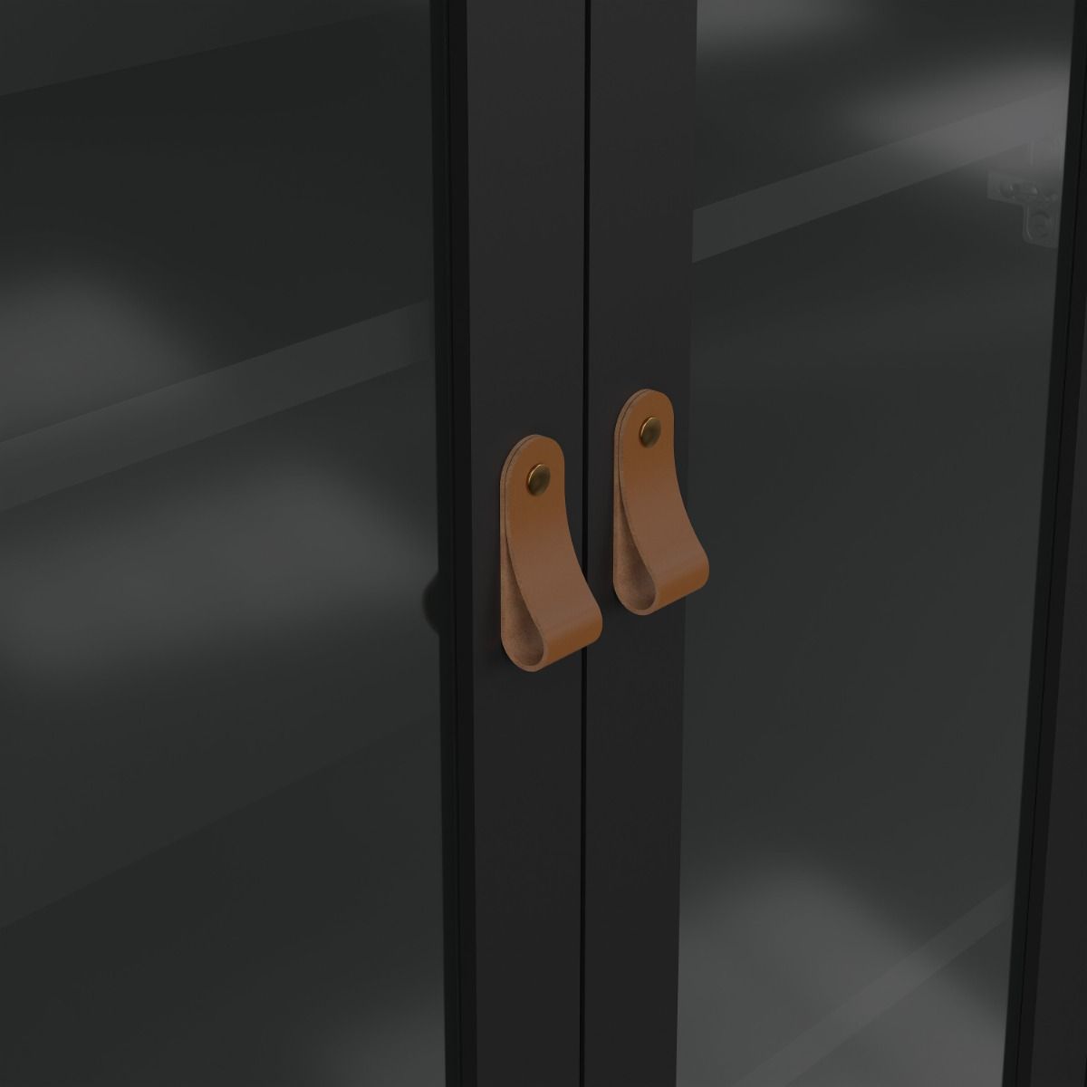 Wooden Display Cabinet With 2 Glass Doors And 3 Drawers - Barcelona