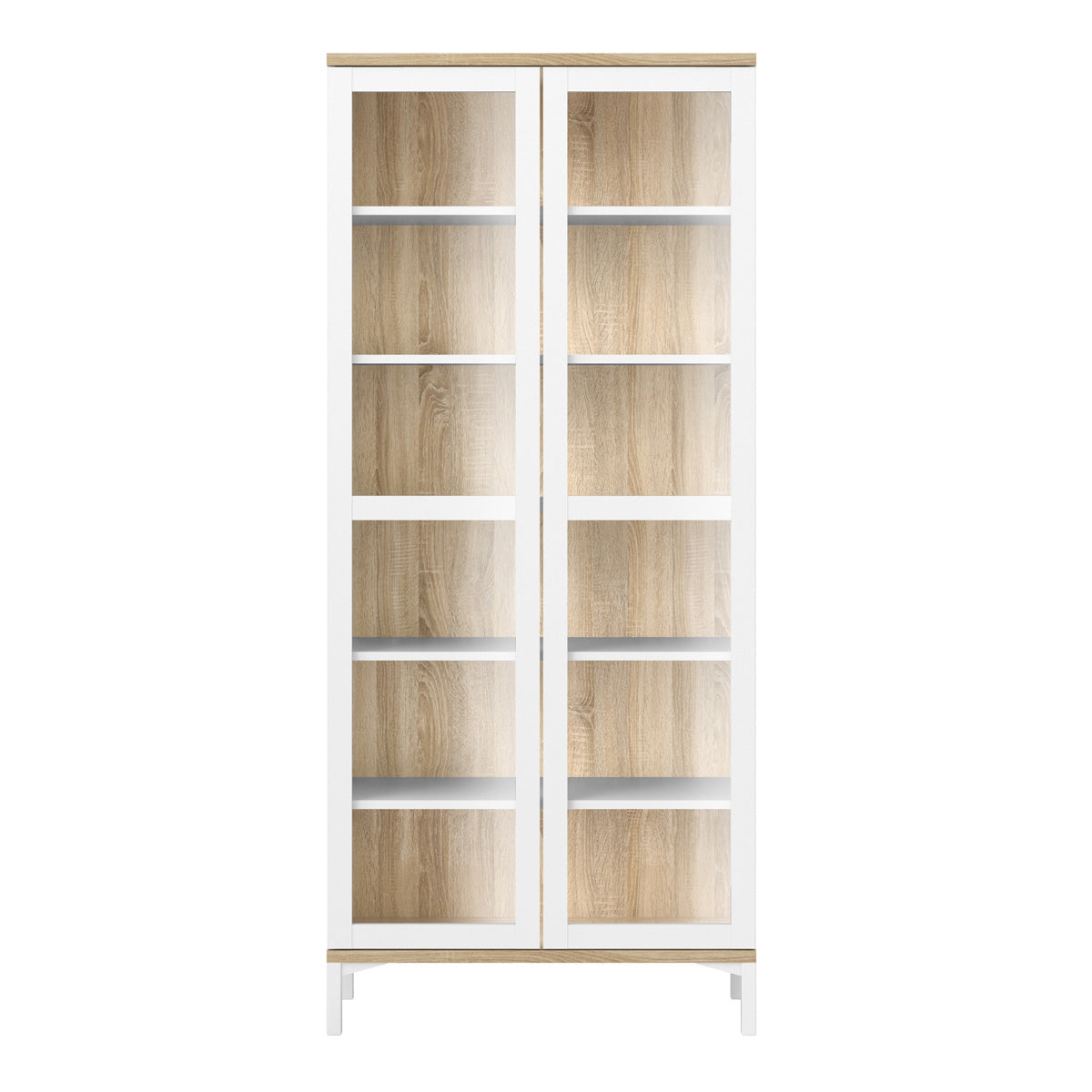 Wooden Display Cabinet With 2 Glazed Doors - Roomers
