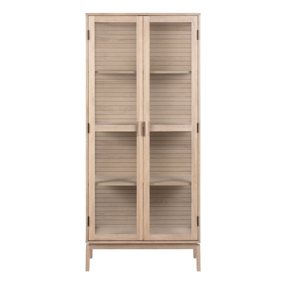Wooden Display Cabinet With 2 Two Clear Glass Doors - Linley
