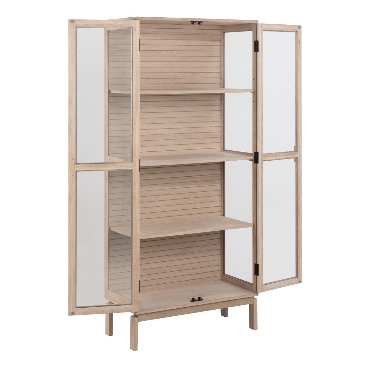 Wooden Display Cabinet With 2 Two Clear Glass Doors - Linley
