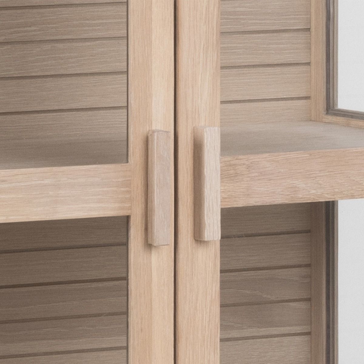 Wooden Display Cabinet With 2 Two Clear Glass Doors - Linley