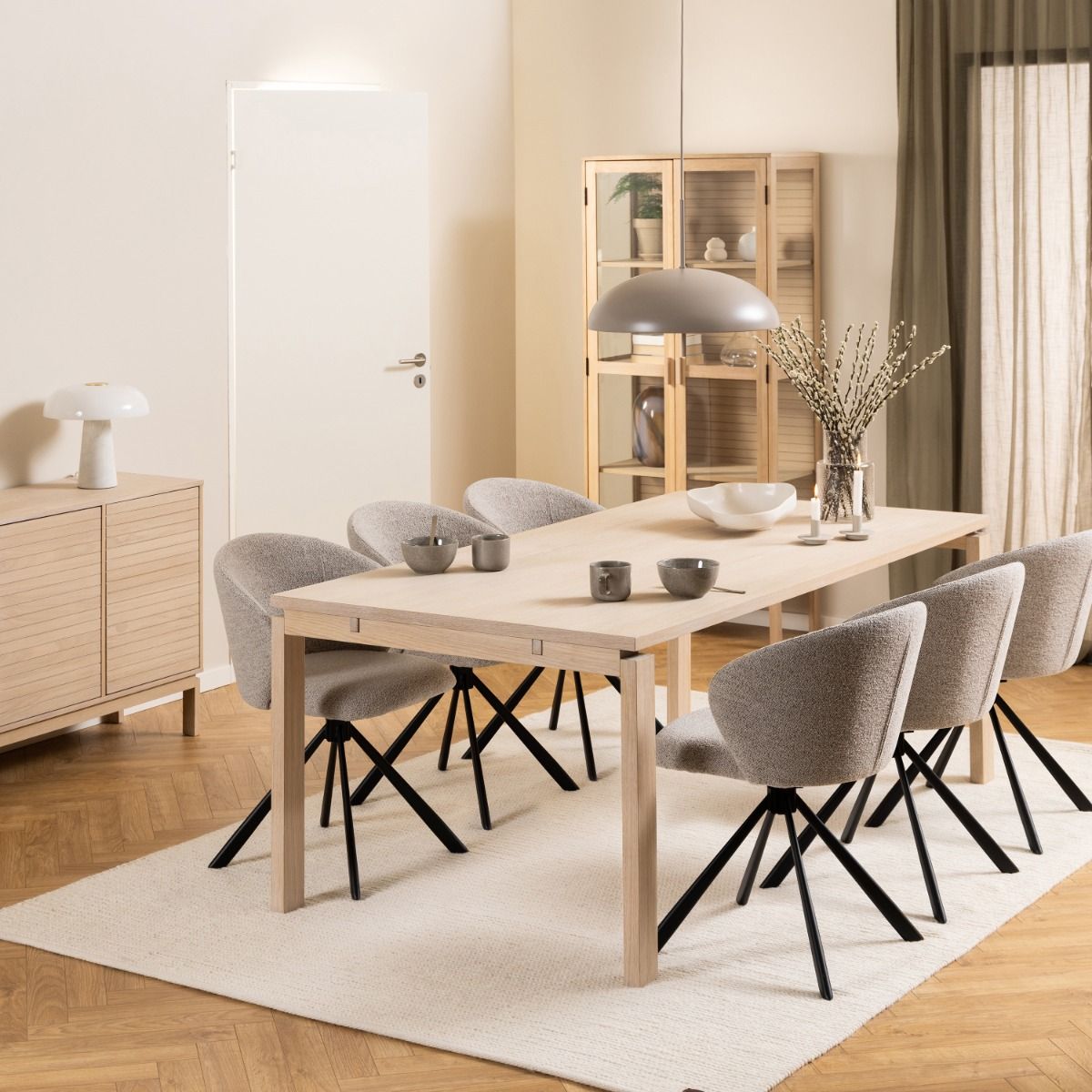 Wooden Display Cabinet With 2 Two Clear Glass Doors - Linley