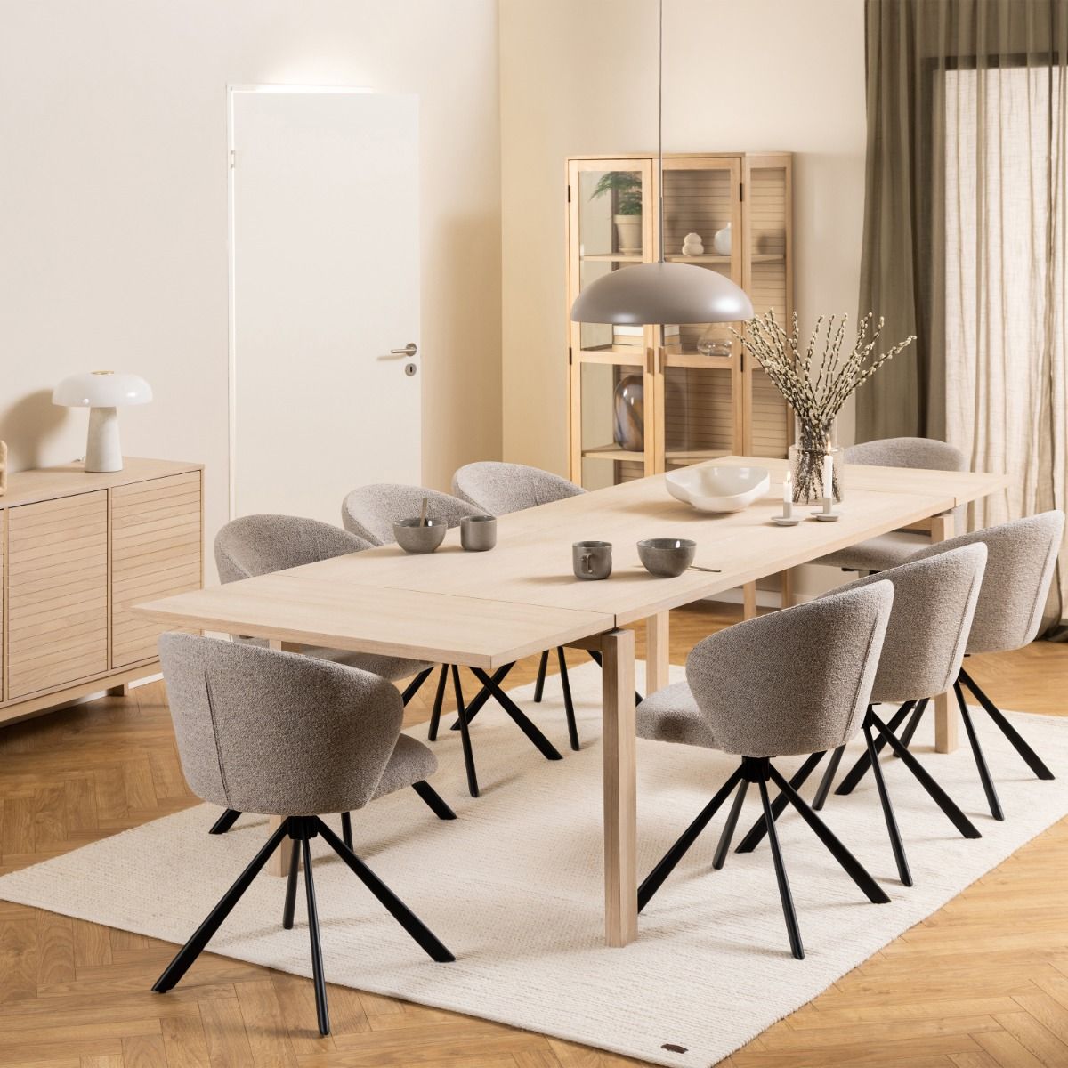 Wooden Display Cabinet With 2 Two Clear Glass Doors - Linley