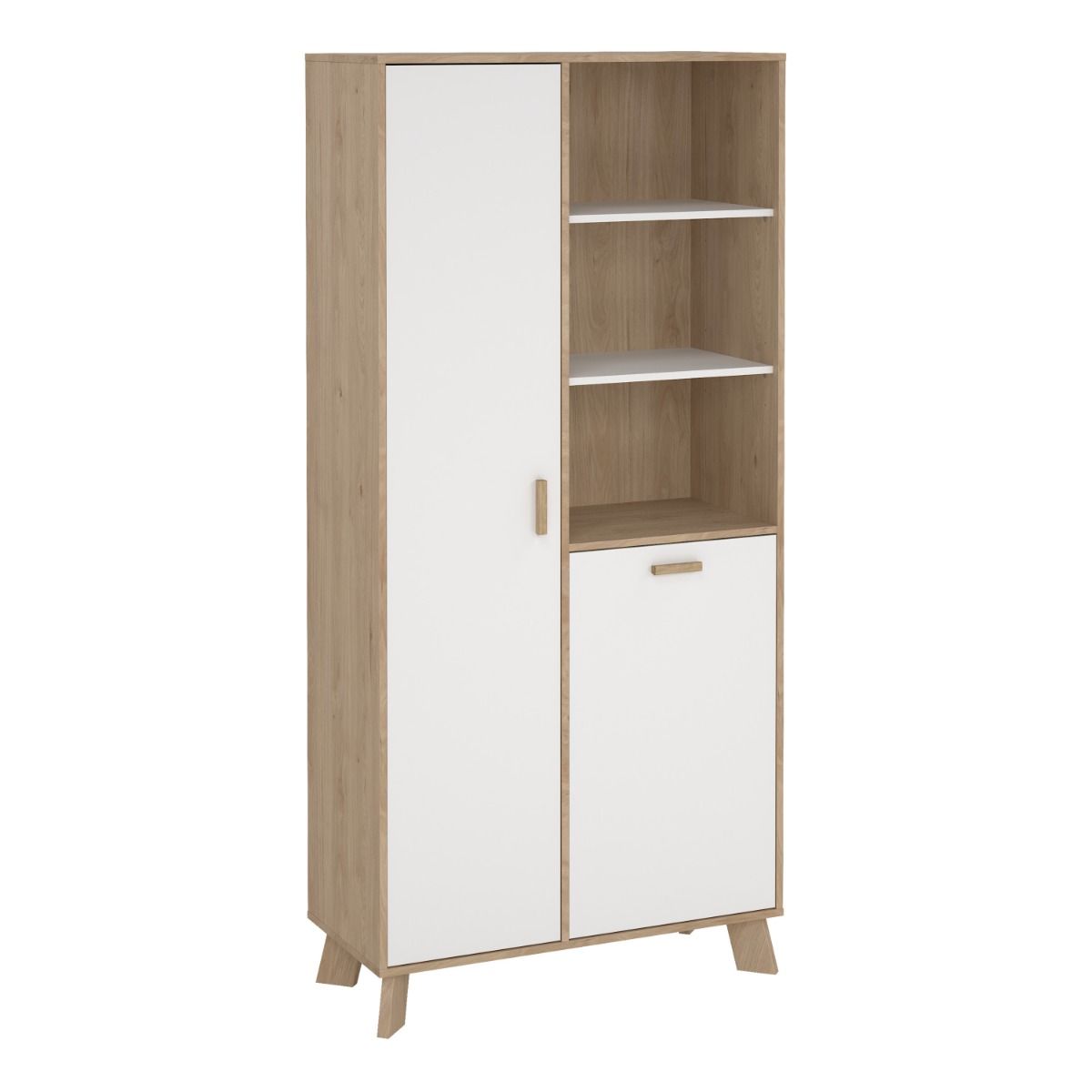 Wooden Display Cabinet With 2 White Front Doors - Ikast