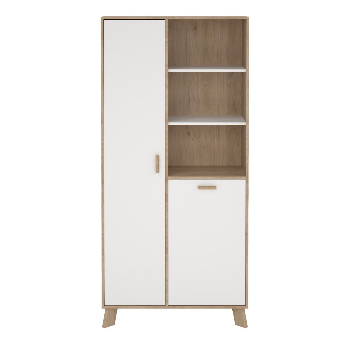 Wooden Display Cabinet With 2 White Front Doors - Ikast
