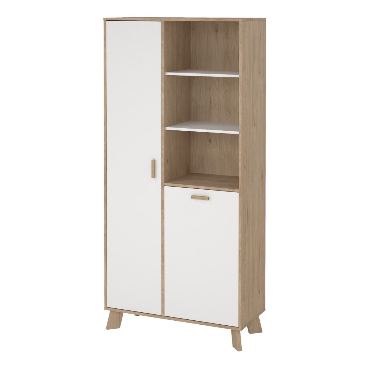 Wooden Display Cabinet With 2 White Front Doors - Ikast