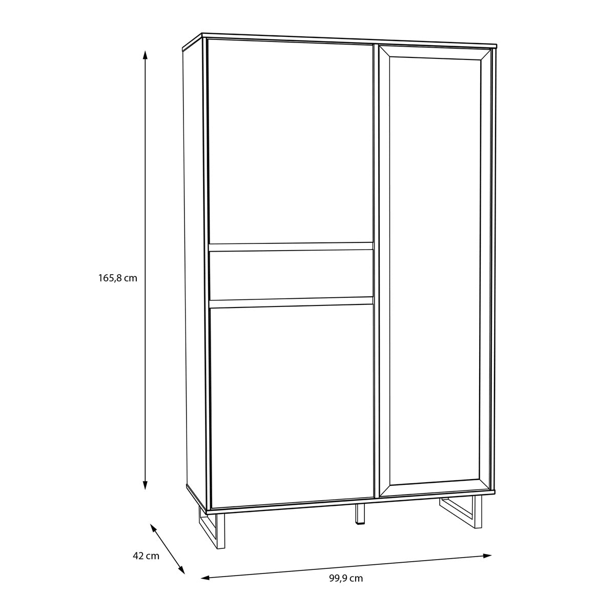 Wooden Display Cabinet In With 3 Doors And 2 Drawers - Nikomedes
