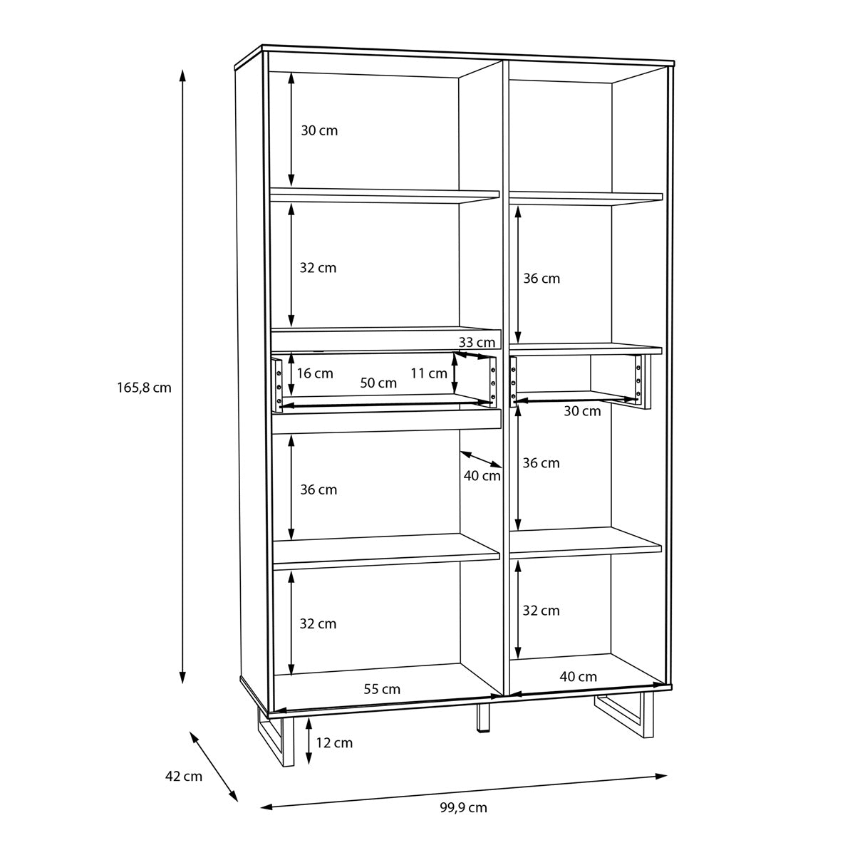 Wooden Display Cabinet In With 3 Doors And 2 Drawers - Nikomedes