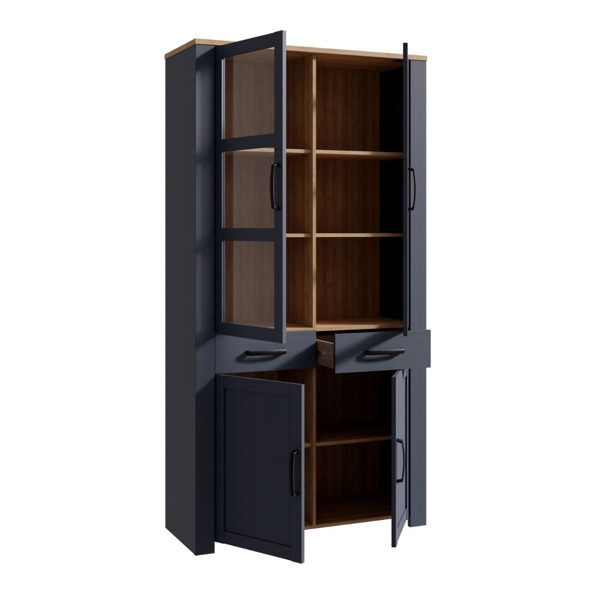 Wooden Display Cabinet With 4 Doors And 1 Drawer - Bohol