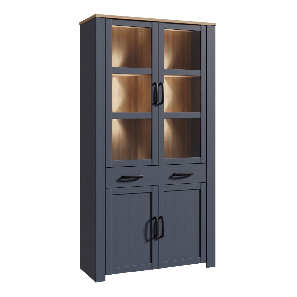 Wooden Display Cabinet With 4 Doors 1 Drawer And LED Lights - Bohol