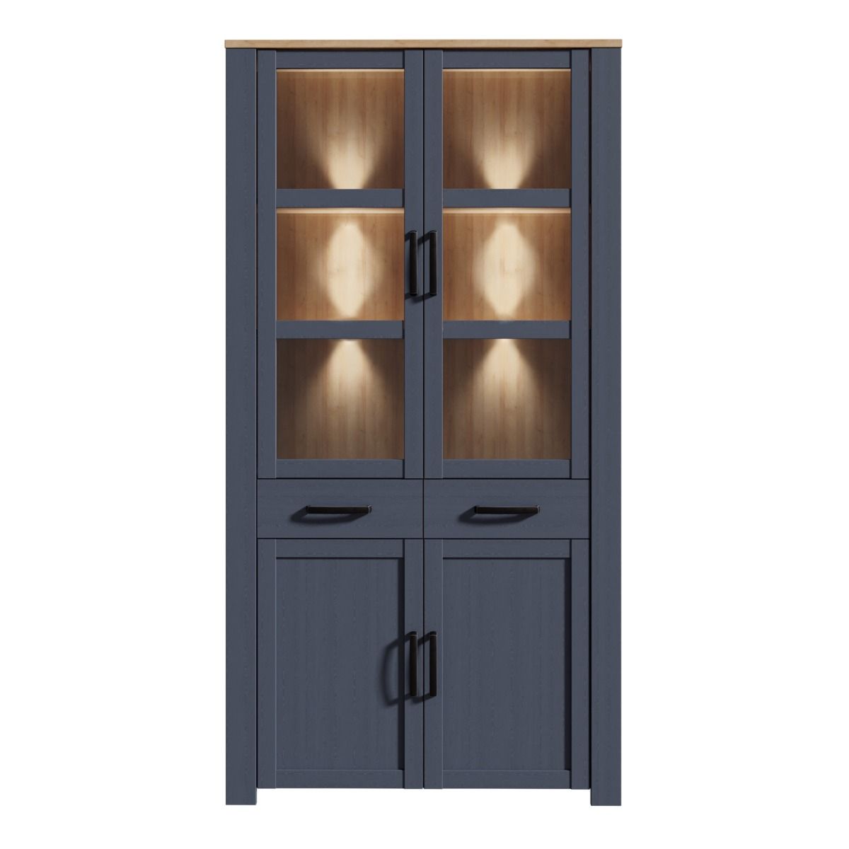 Wooden Display Cabinet With 4 Doors 1 Drawer And LED Lights - Bohol