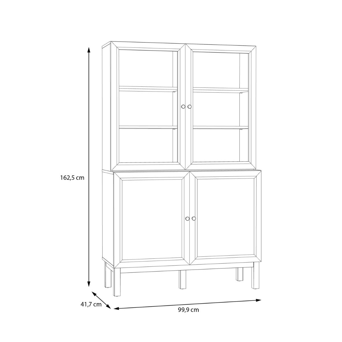 Wooden Display Cabinet With 4 Doors - Wensley