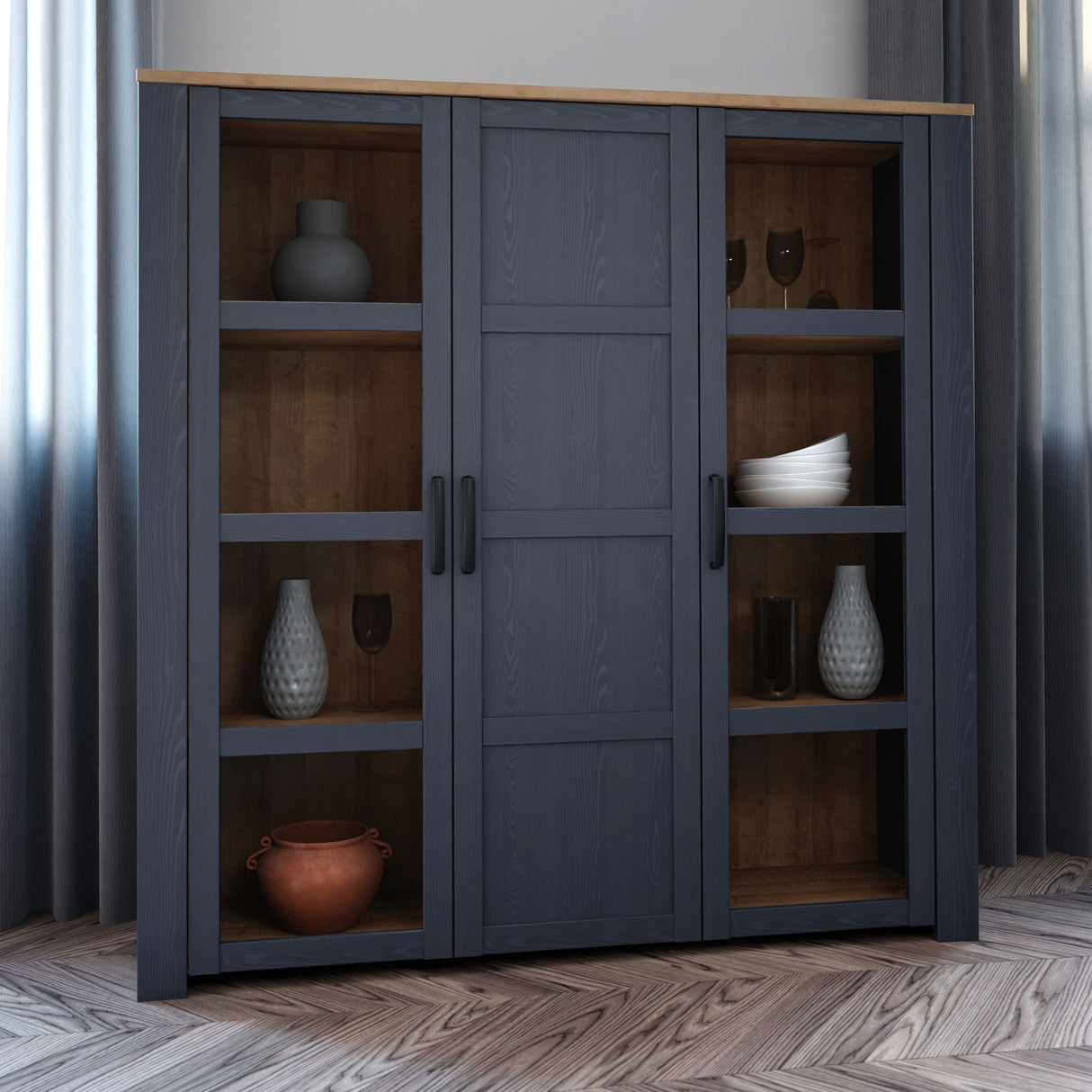 Wooden Display Cabinet Large With 3 Doors - Bohol