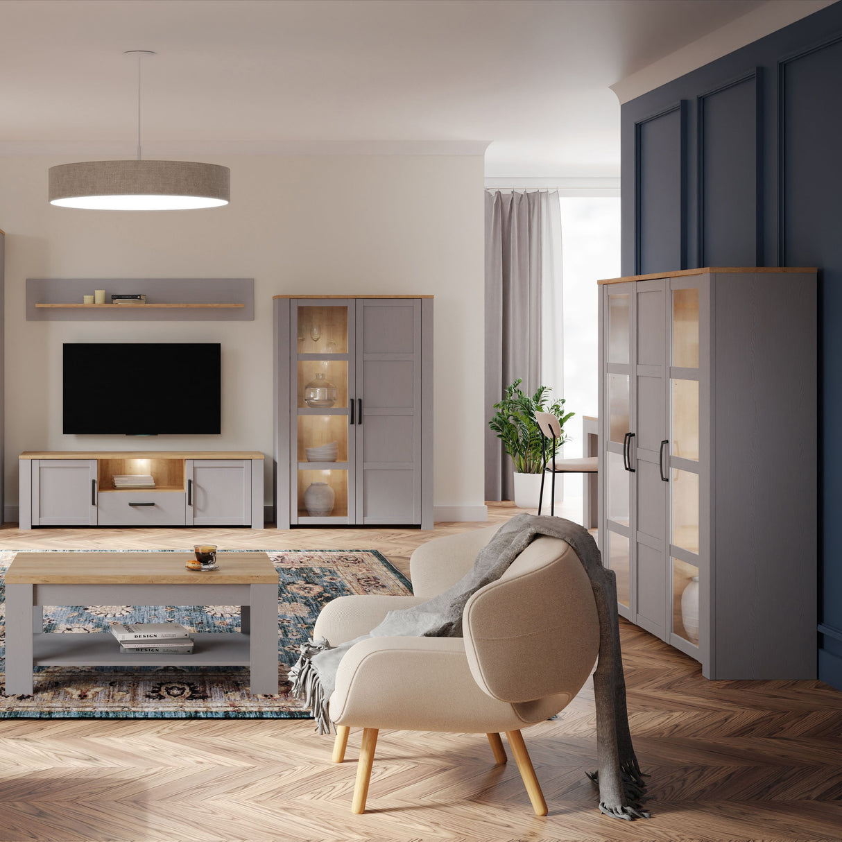 Wooden Display Cabinet Large With 3 Doors - Bohol