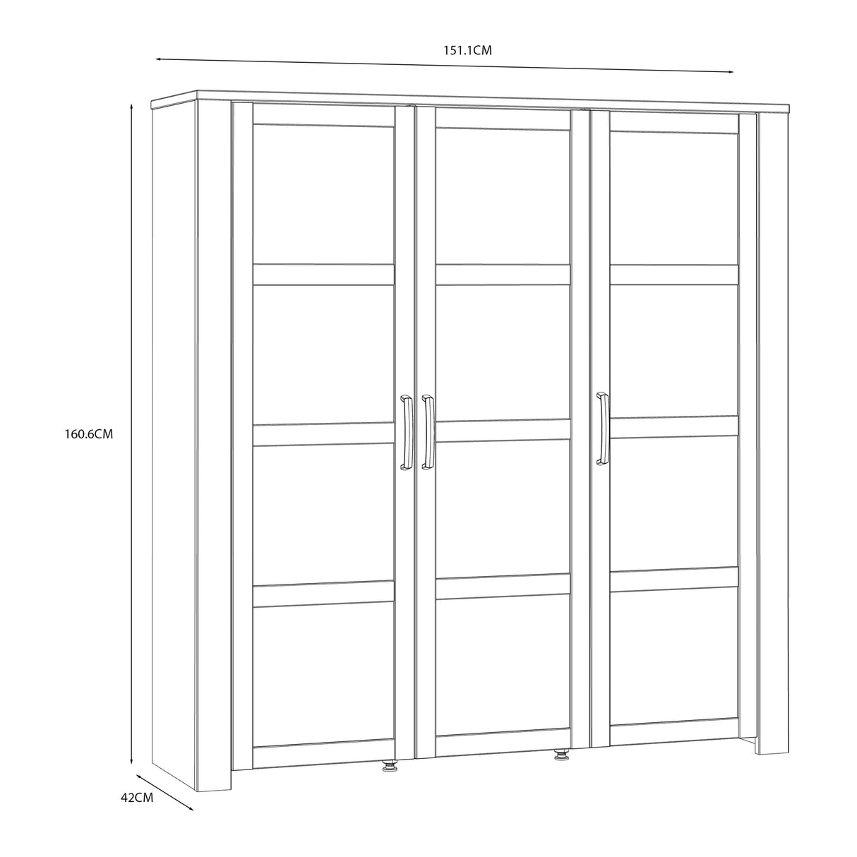 Wooden Display Cabinet Large With 3 Doors - Bohol