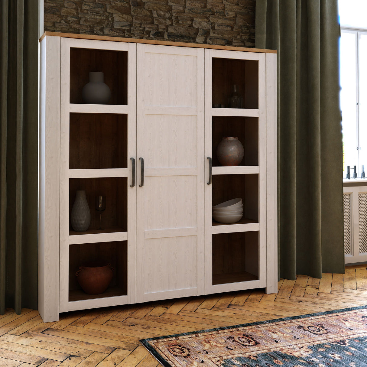 Wooden Display Cabinet Large With 3 Doors - Bohol