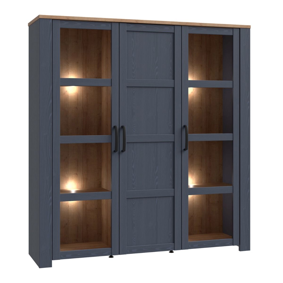 Wooden Display Cabinet Large With 3 Doors And LED Lights - Bohol