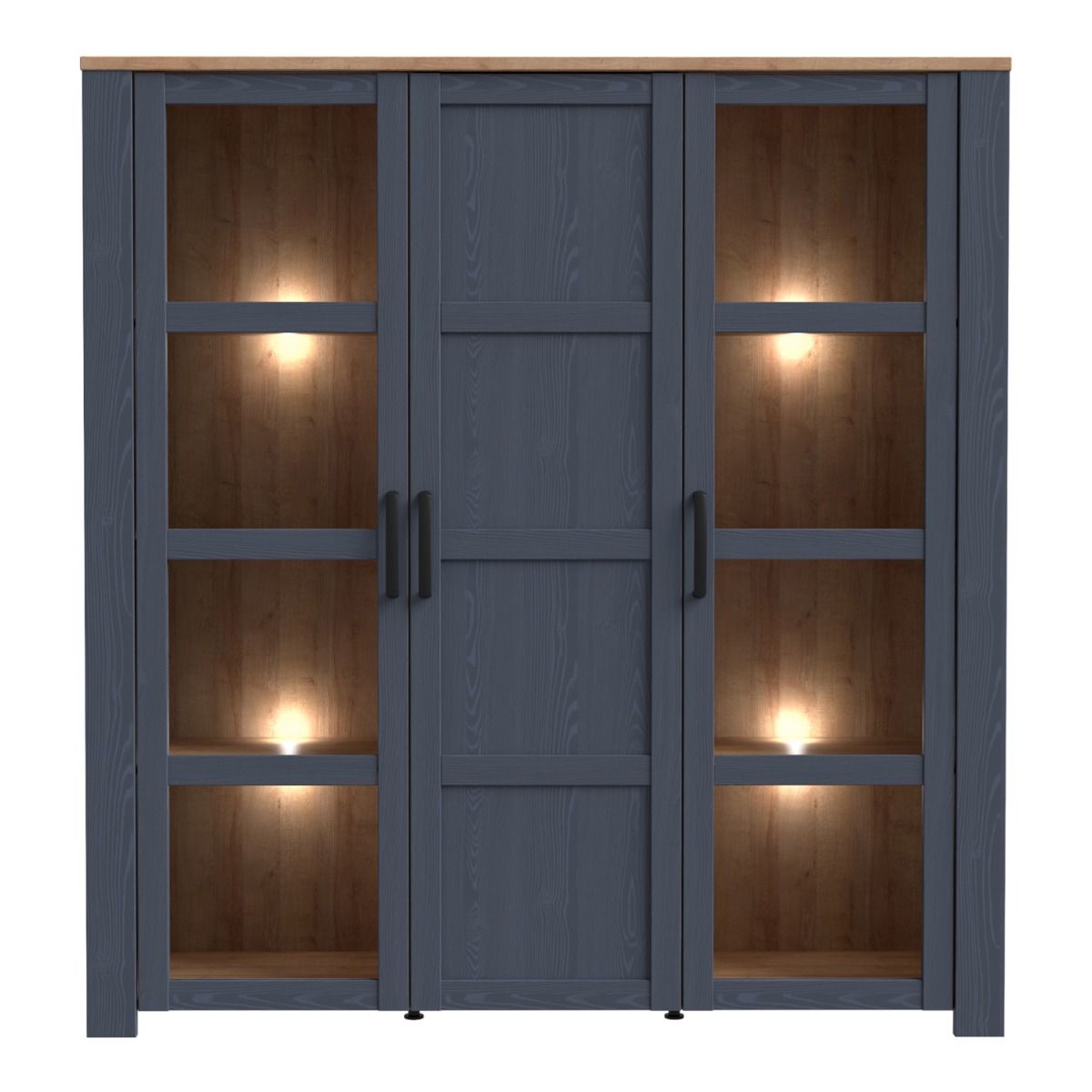 Wooden Display Cabinet Large With 3 Doors And LED Lights - Bohol