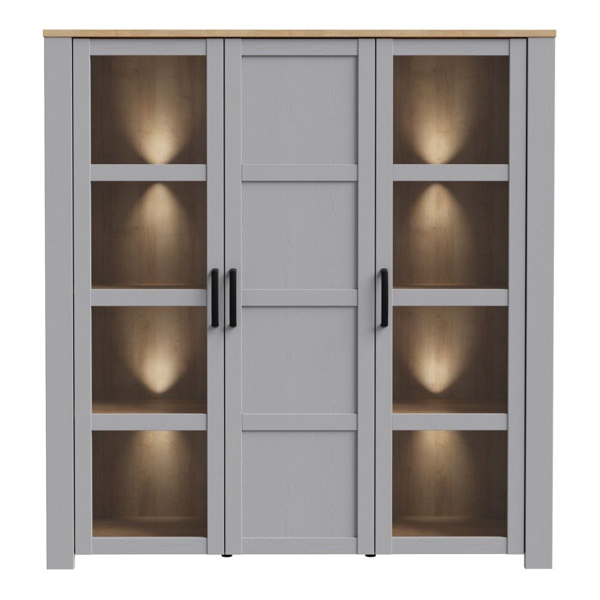 Wooden Display Cabinet Large With 3 Doors And LED Lights - Bohol