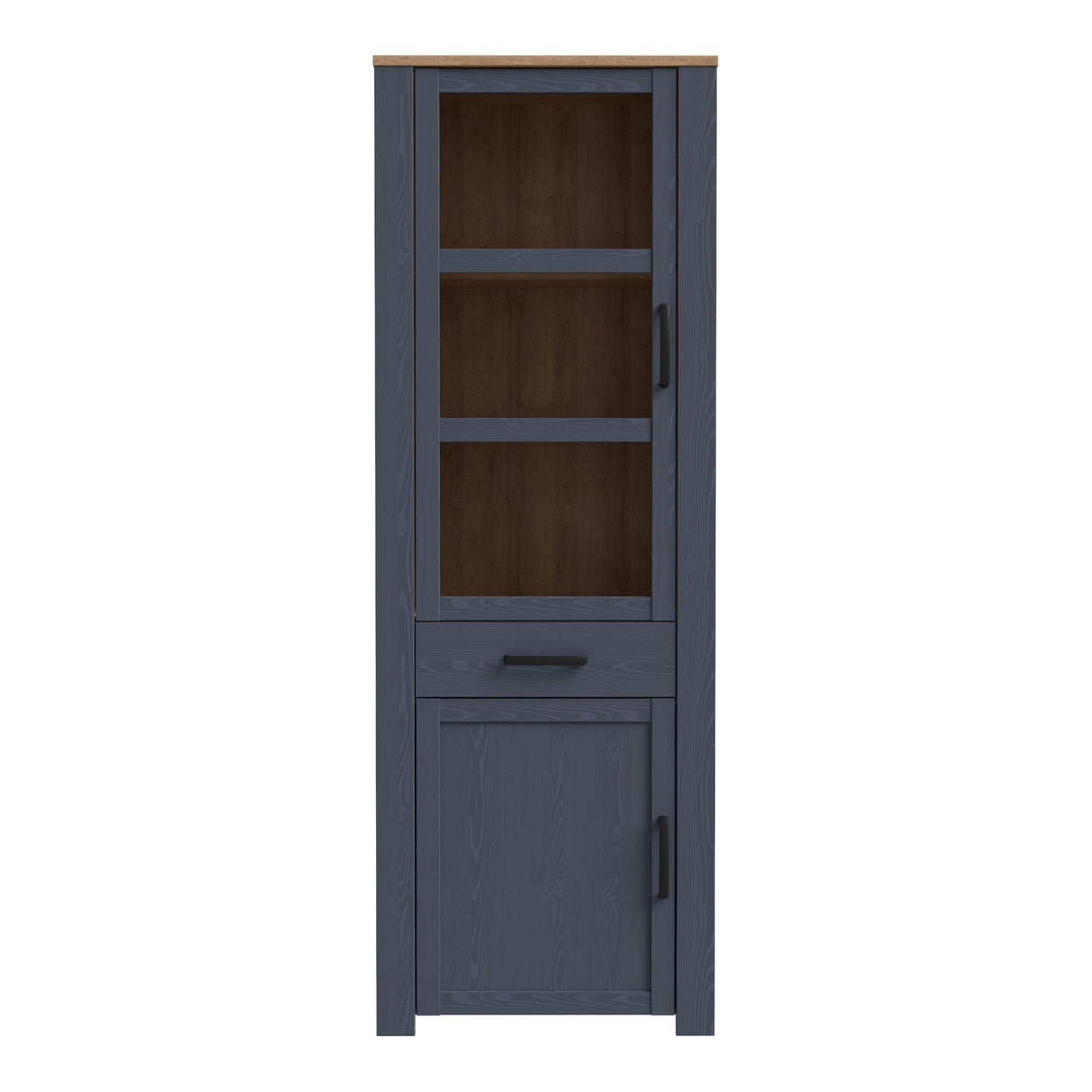 Wooden Display Cabinet Narrow With 2 Doors And 1 Drawer - Bohol