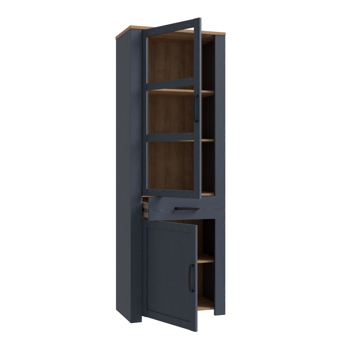 Wooden Display Cabinet Narrow With 2 Doors And 1 Drawer - Bohol