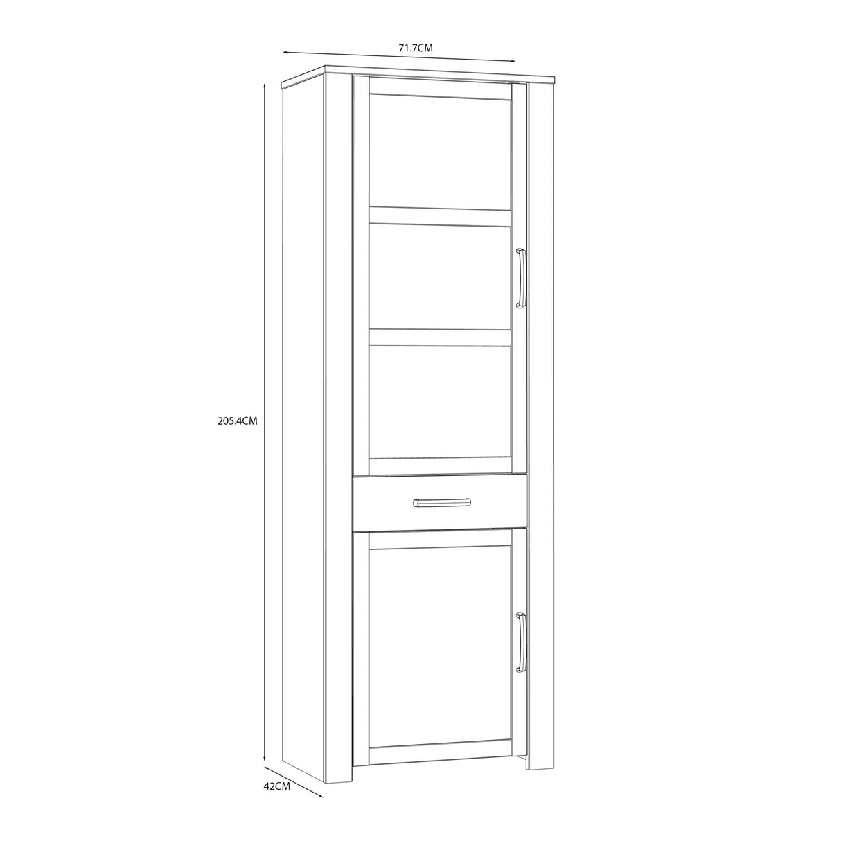 Wooden Display Cabinet Narrow With 2 Doors And 1 Drawer - Bohol
