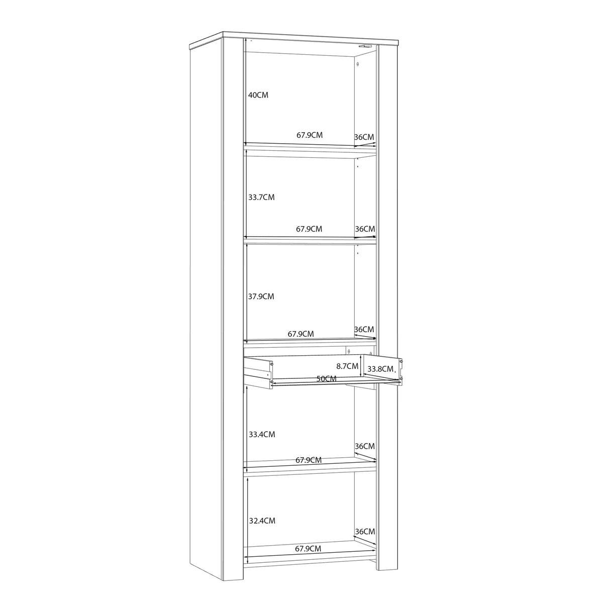 Wooden Display Cabinet Narrow With 2 Doors And 1 Drawer - Bohol