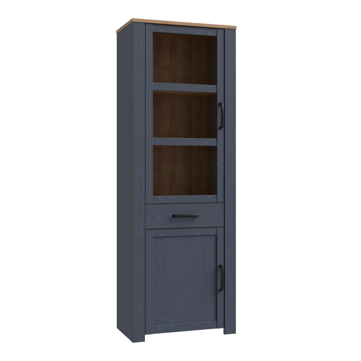 Wooden Display Cabinet Narrow With 2 Doors And 1 Drawer - Bohol