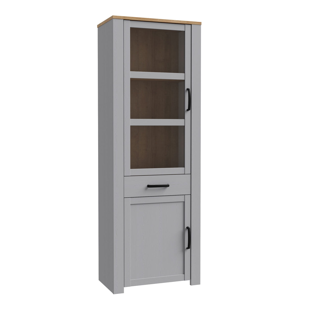 Wooden Display Cabinet Narrow With 2 Doors And 1 Drawer - Bohol