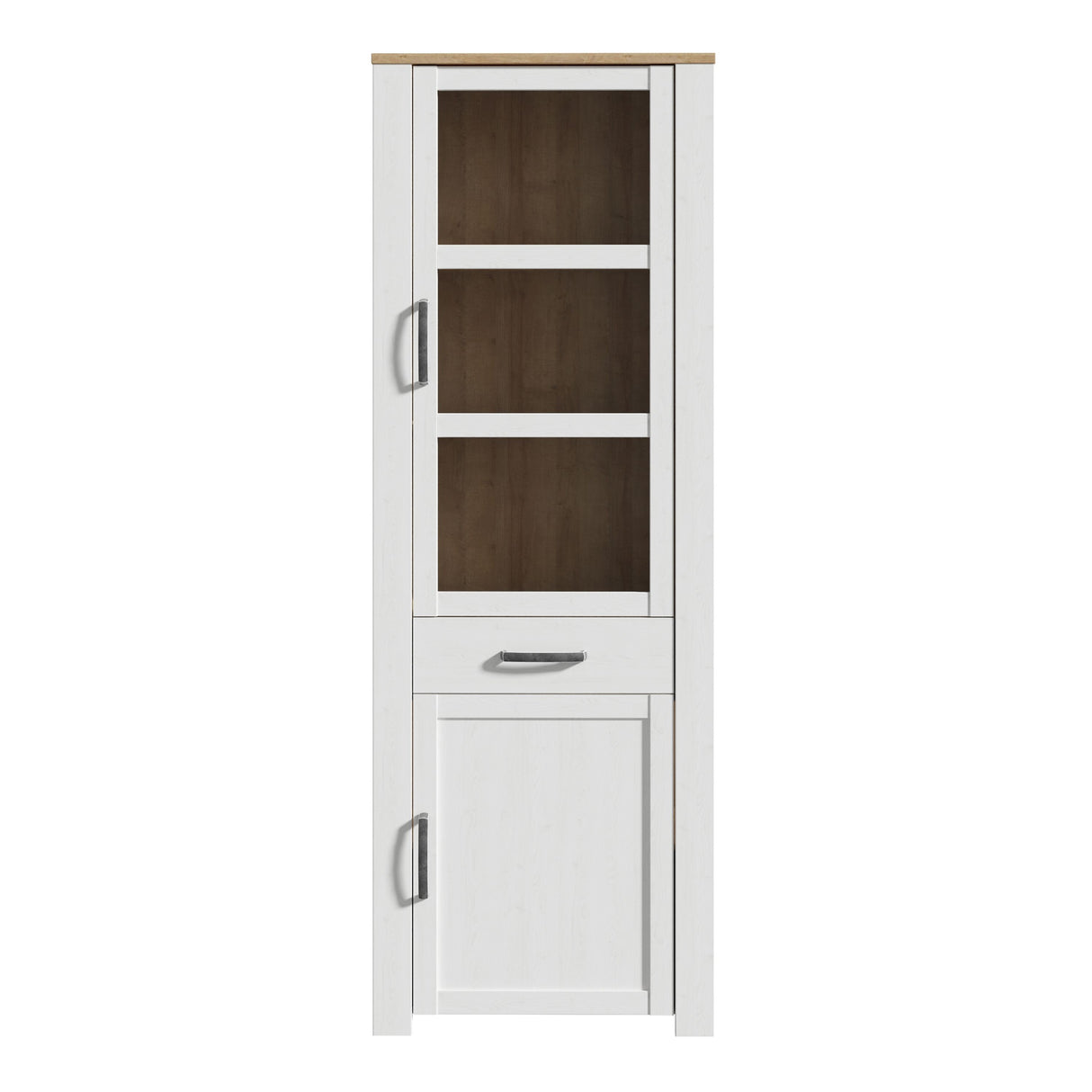 Wooden Display Cabinet Narrow With 2 Doors And 1 Drawer - Bohol